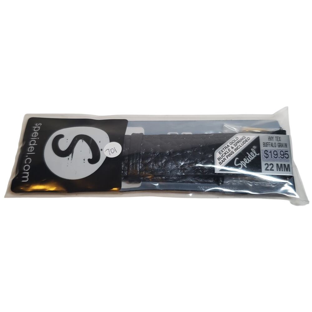 Speidel Watch Band - Heavy Tex Buffalo Grain Leather - Black 22mm 600-920